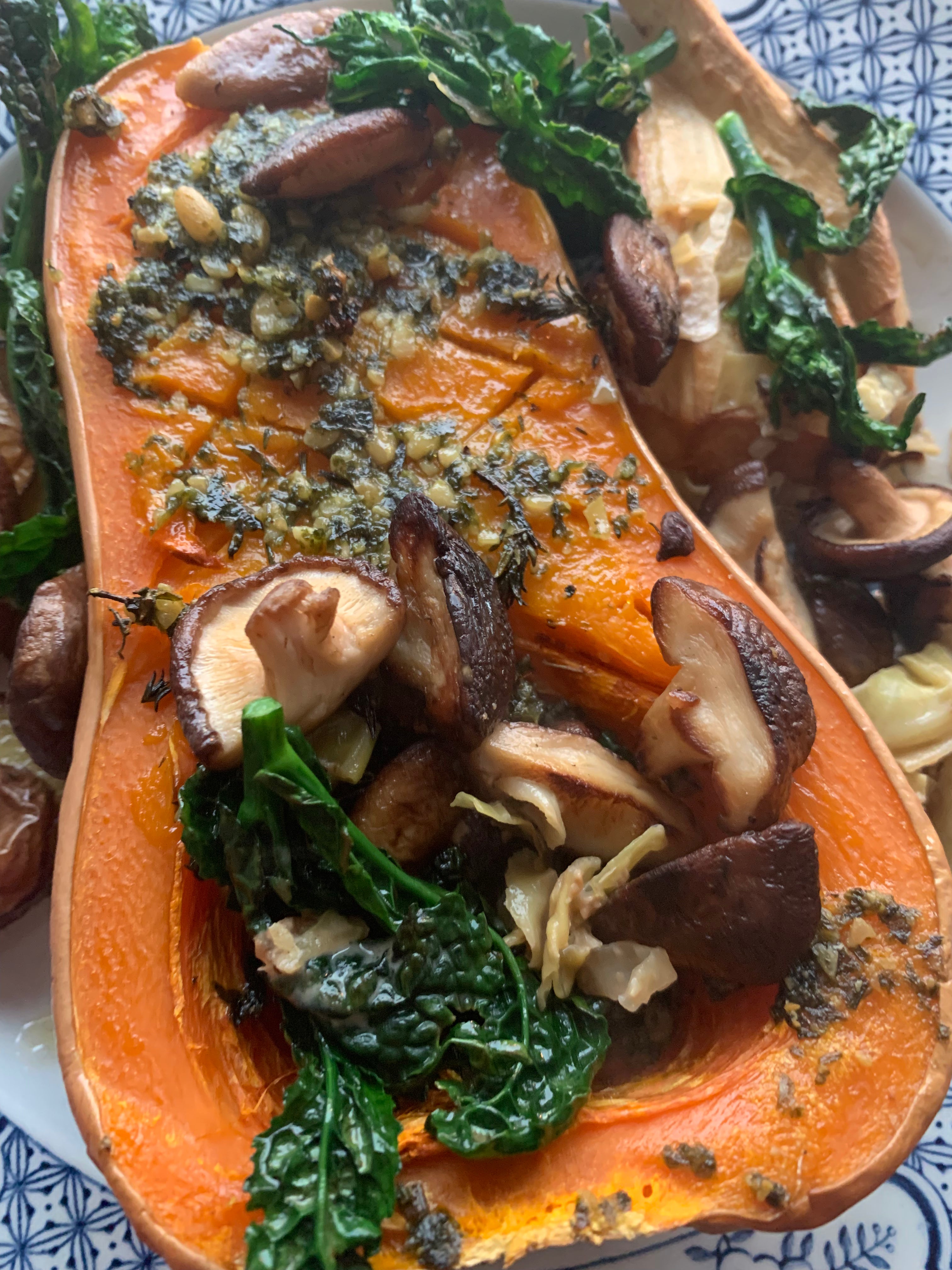 Roasted Butternut Squash with Wild Pesto