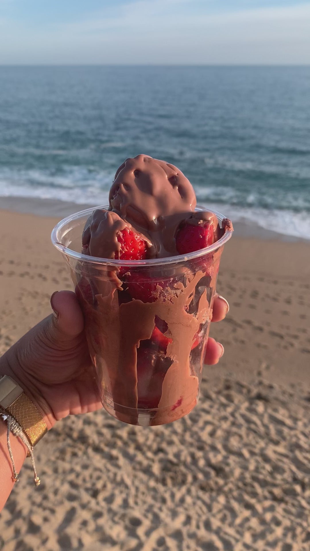 Cornish Strawberries with Melted Organic Milk Chocolate