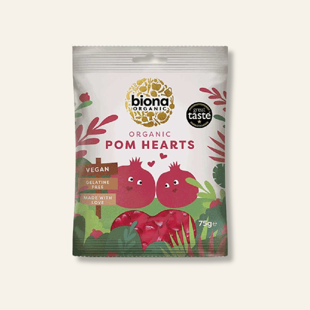 Organic Jelly Pomegranate Hearts 75g