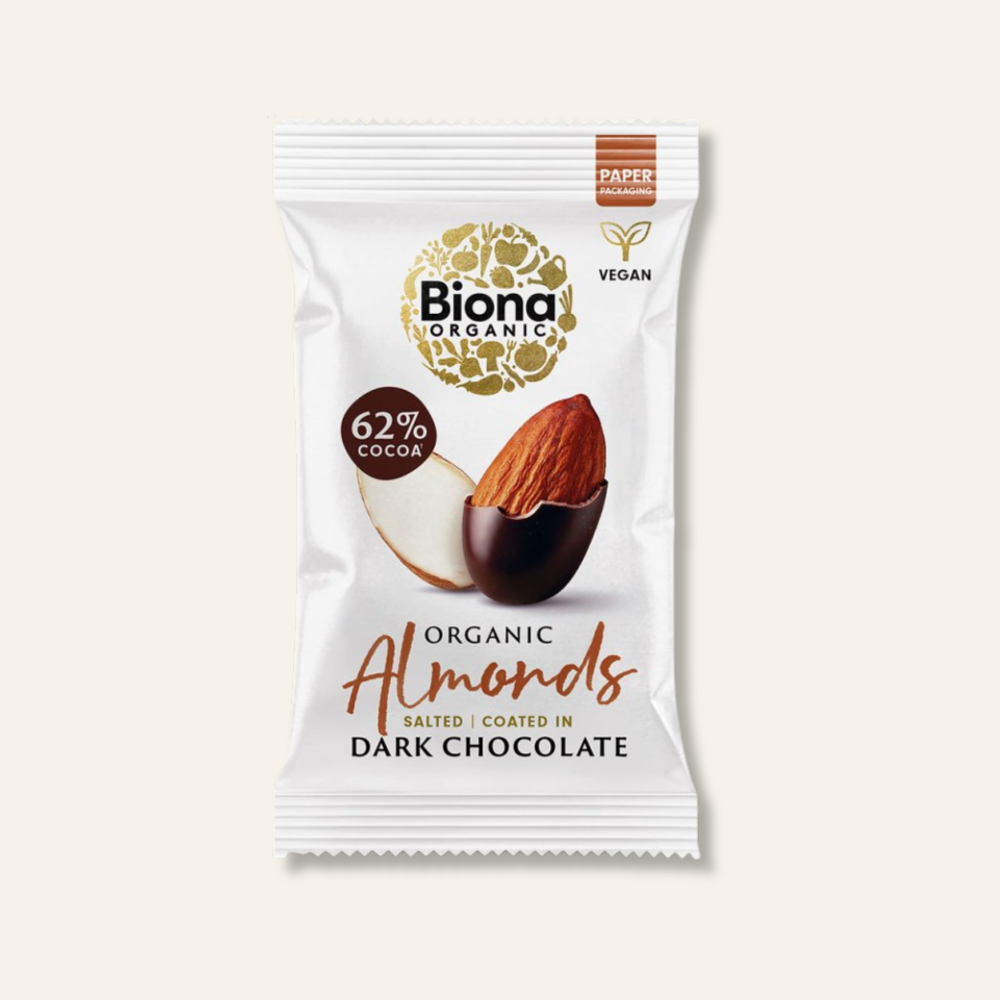 Organic Dark Chocolate Roasted Almonds 30g