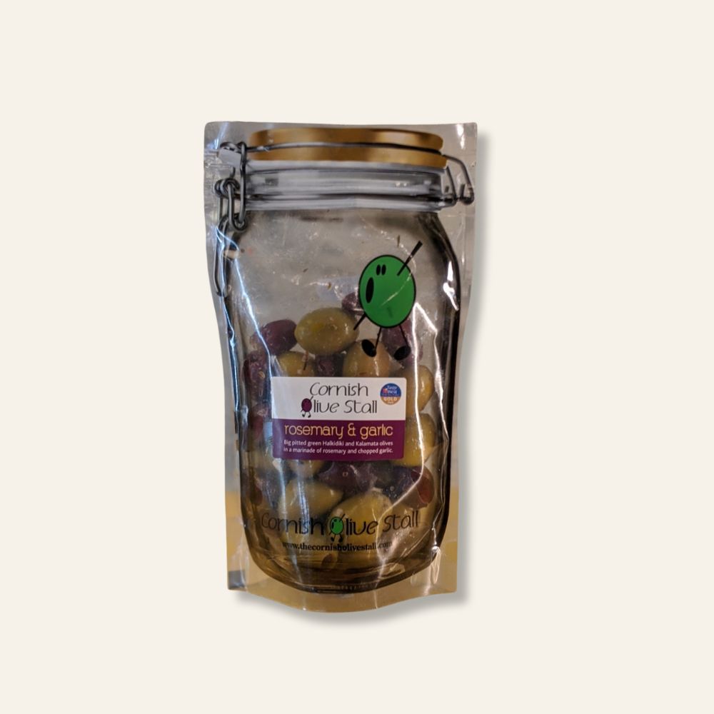 Cornish Olive Stall Rosemary & Garlic Olives 200g